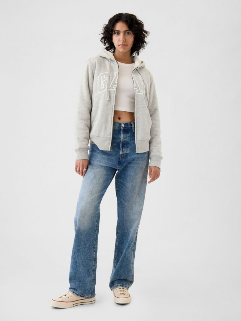 Gap Logo Sherpa-Lined Zip Hoodie
